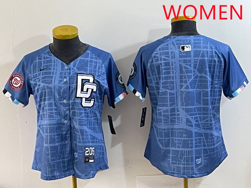 Women Washington Nationals Blank Blue Joint Name 2025 Nike MLB Jersey style 2